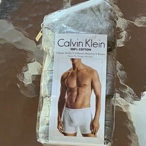 Calvin Klein Men’s 3-Pack Cotton Classic Fit Boxer Briefs Light Grey Sz XL NEW